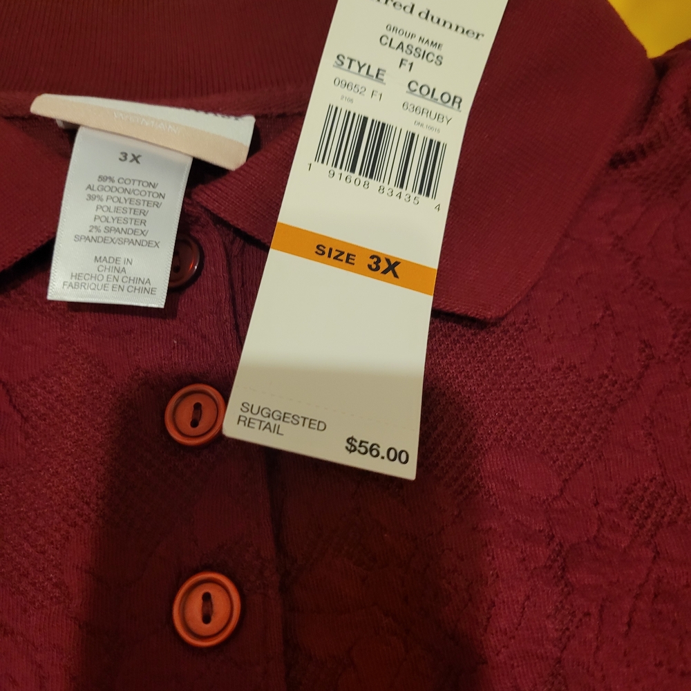 Alfred Dunner Burgundy Polo Shirt